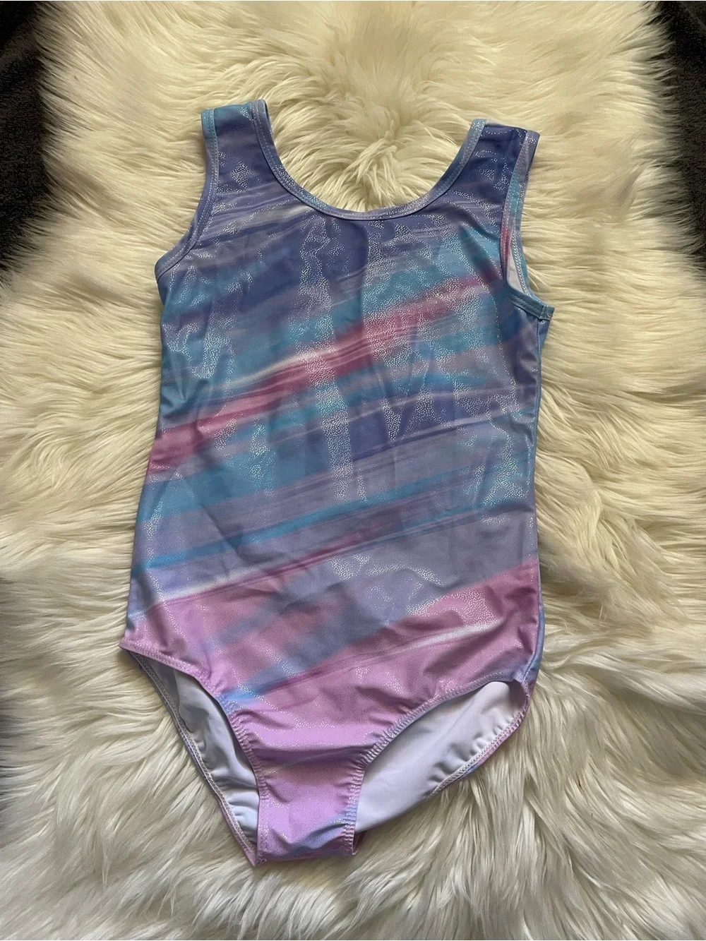 Pastel Blue Lavender Pink Gradient Girls Swimsuit Set